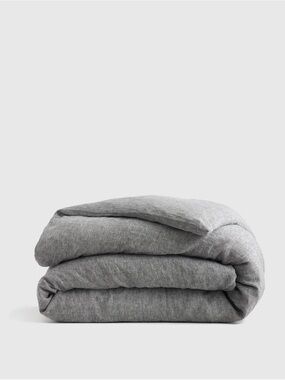 Quince European Linen Duvet Cover, King/Cal King, Charcoal Chambray